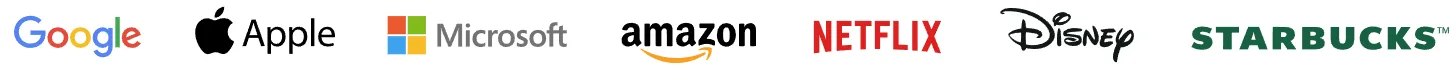 Google, Apple, Microsoft, Amazon, Netflix, Disney, and Starbucks logos