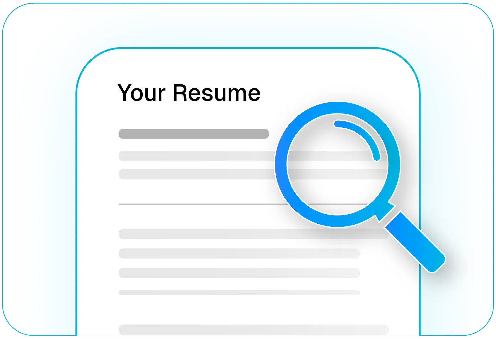 Resume analysis illustration with a magnified resume