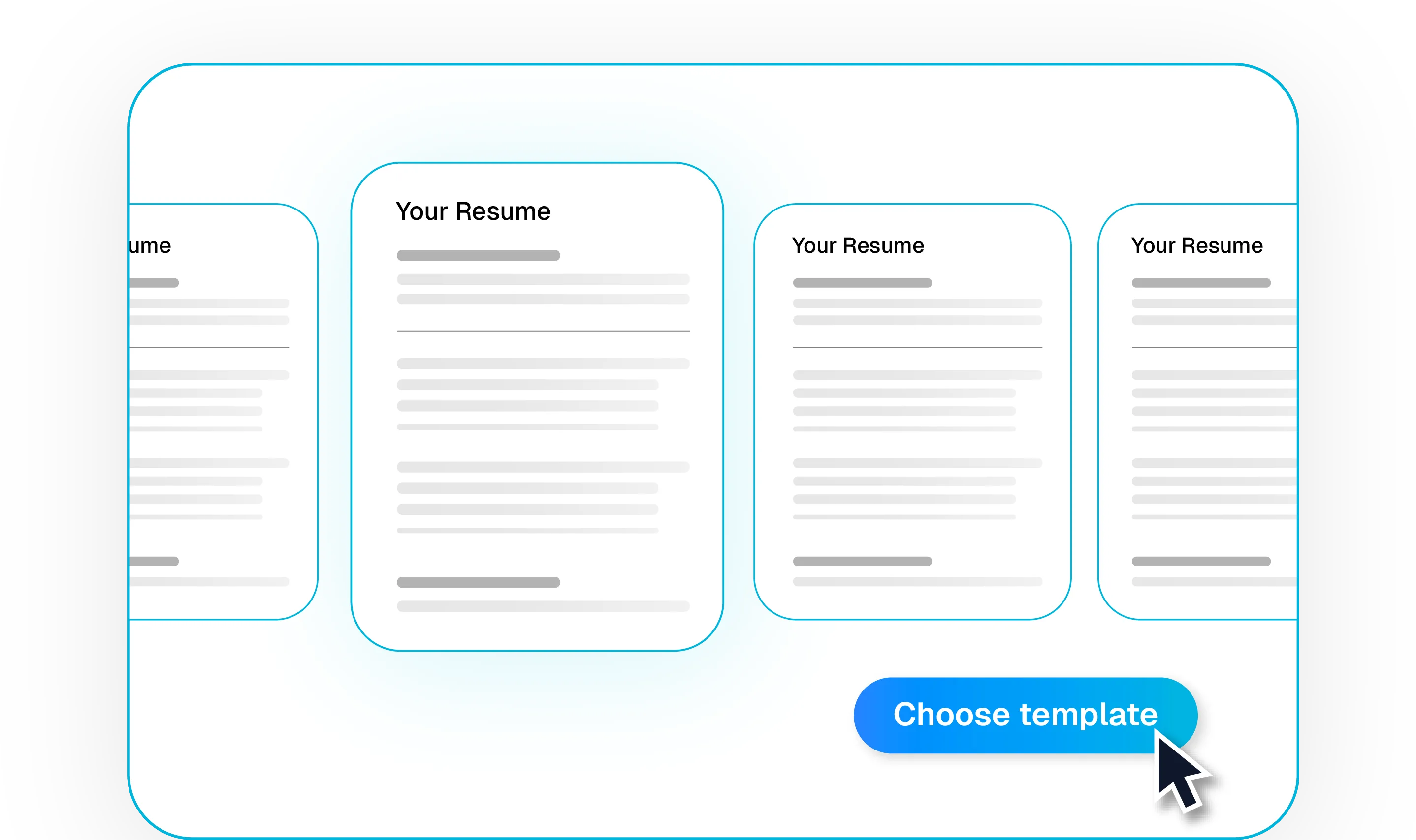 Resume template selection interface